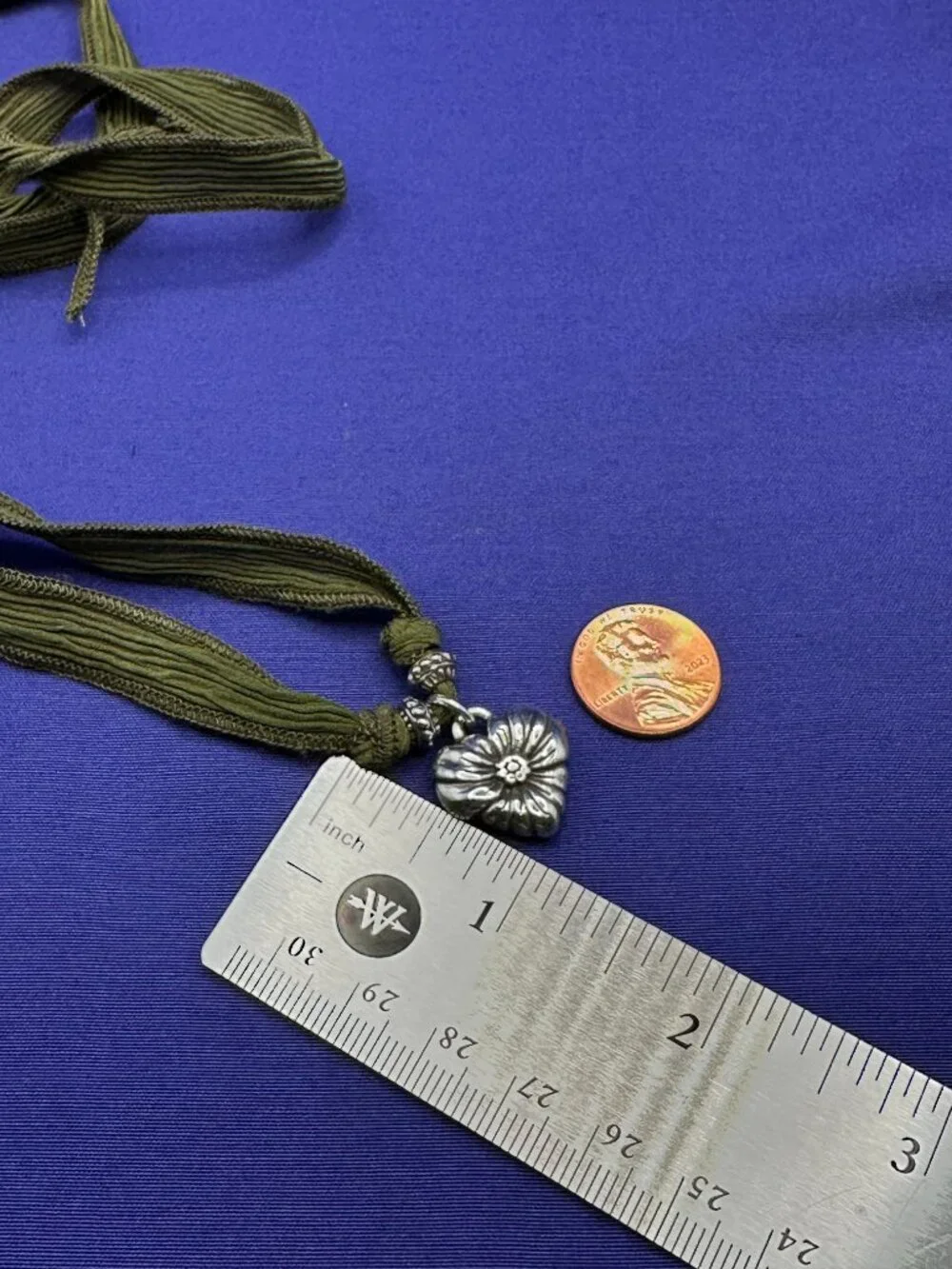 Brighton Silver-Plated Heart Pendant Necklace Fabric Strand